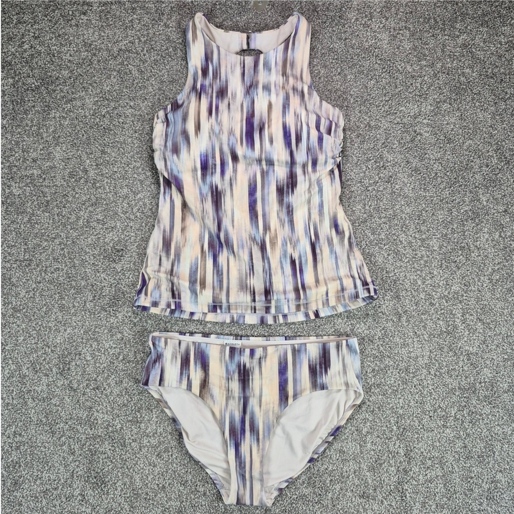 Athleta Tankini Swimsuit Womens Medium 36 B/C High Neck 2-Piece Set